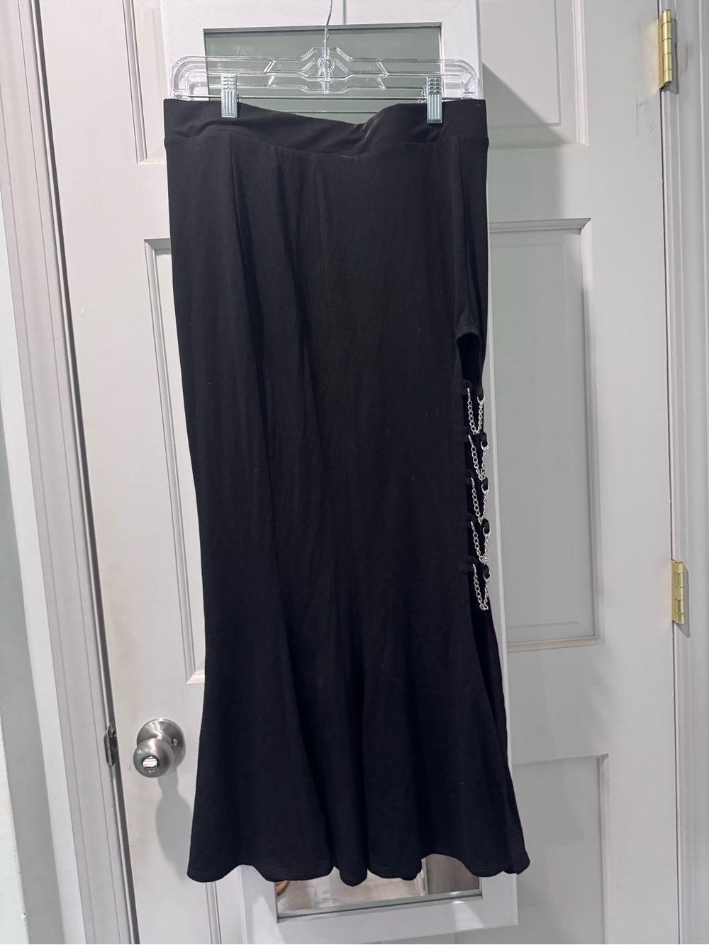 Black Maxi Skirt with Side Chain Accents